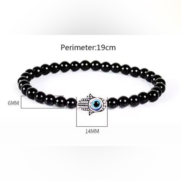Black Beaded Bracelet with Silver Charm - Picture 4 of 6